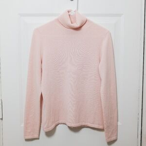 Neiman Marcus Cashmere Collection Light Pink Turtleneck Pullover Women's Medium